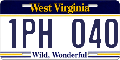 WV license plate 1PH040