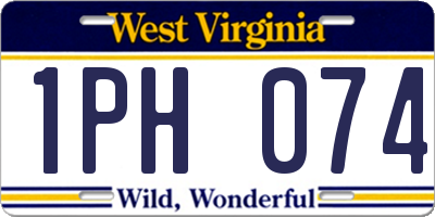 WV license plate 1PH074