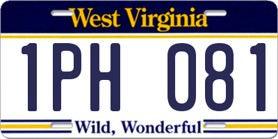 WV license plate 1PH081