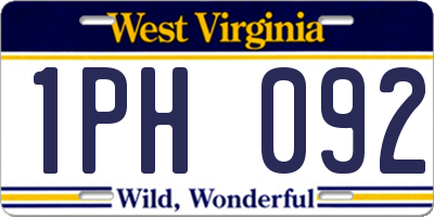 WV license plate 1PH092