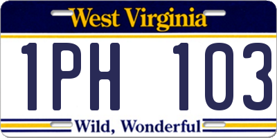 WV license plate 1PH103