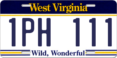 WV license plate 1PH111