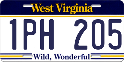 WV license plate 1PH205