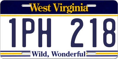 WV license plate 1PH218