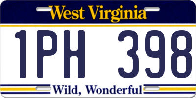WV license plate 1PH398