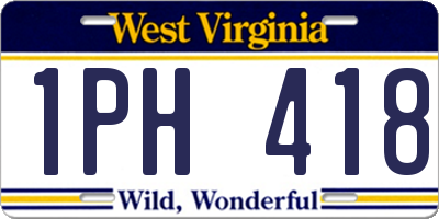 WV license plate 1PH418