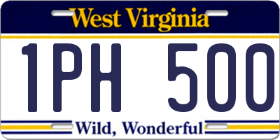WV license plate 1PH500