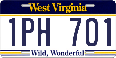 WV license plate 1PH701