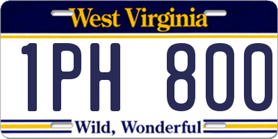 WV license plate 1PH800