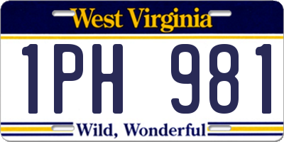 WV license plate 1PH981