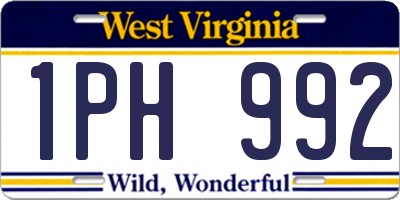 WV license plate 1PH992