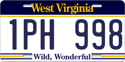 WV license plate 1PH998