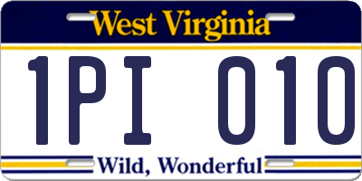 WV license plate 1PI010