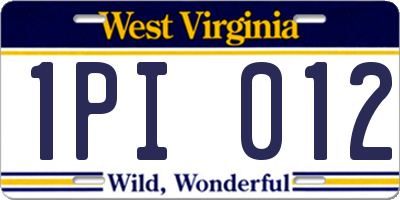 WV license plate 1PI012