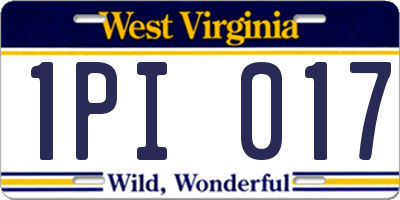 WV license plate 1PI017
