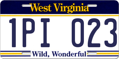 WV license plate 1PI023
