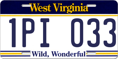 WV license plate 1PI033