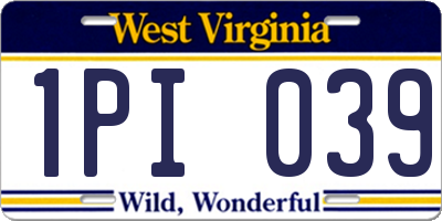 WV license plate 1PI039