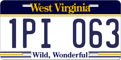 WV license plate 1PI063