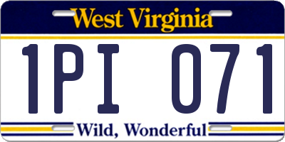 WV license plate 1PI071