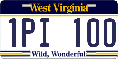 WV license plate 1PI100