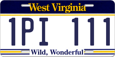 WV license plate 1PI111