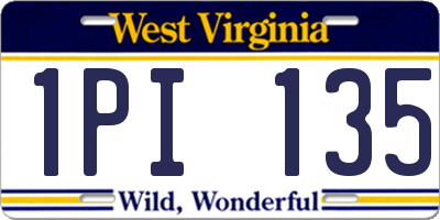 WV license plate 1PI135