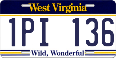 WV license plate 1PI136
