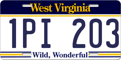 WV license plate 1PI203
