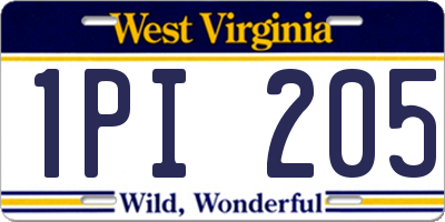 WV license plate 1PI205
