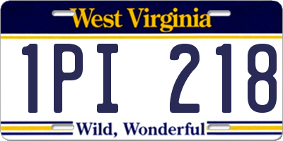WV license plate 1PI218