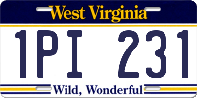 WV license plate 1PI231