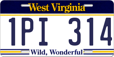 WV license plate 1PI314