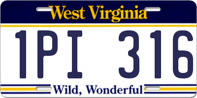 WV license plate 1PI316