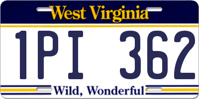 WV license plate 1PI362