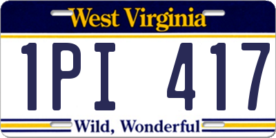 WV license plate 1PI417