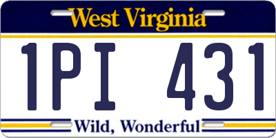 WV license plate 1PI431