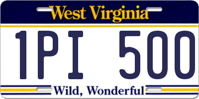 WV license plate 1PI500