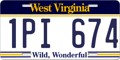 WV license plate 1PI674