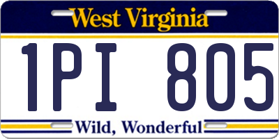 WV license plate 1PI805