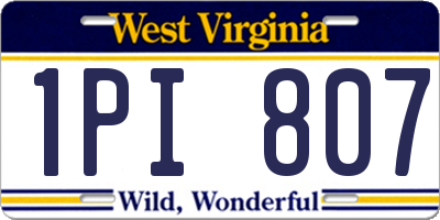WV license plate 1PI807