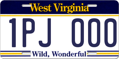 WV license plate 1PJ000