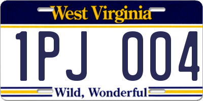WV license plate 1PJ004