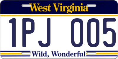 WV license plate 1PJ005