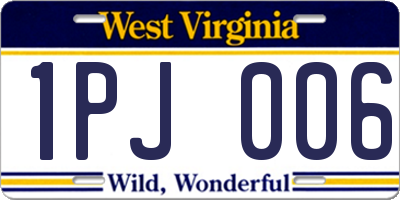 WV license plate 1PJ006