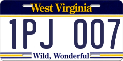 WV license plate 1PJ007
