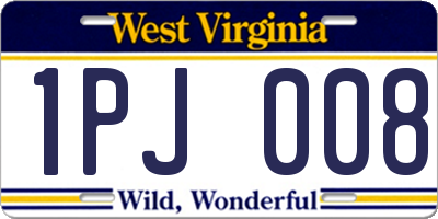 WV license plate 1PJ008
