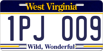 WV license plate 1PJ009