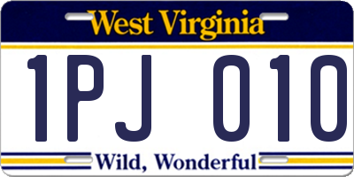 WV license plate 1PJ010