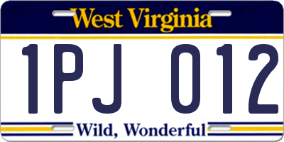 WV license plate 1PJ012